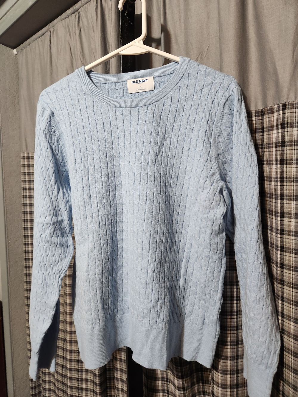 Old Navy Light Blue Cable-Knit Crewneck Sweater